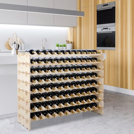 6 Tier Premium Wood Wine Rack Storage Stand 72 Bottles Capacity Stackable Storage