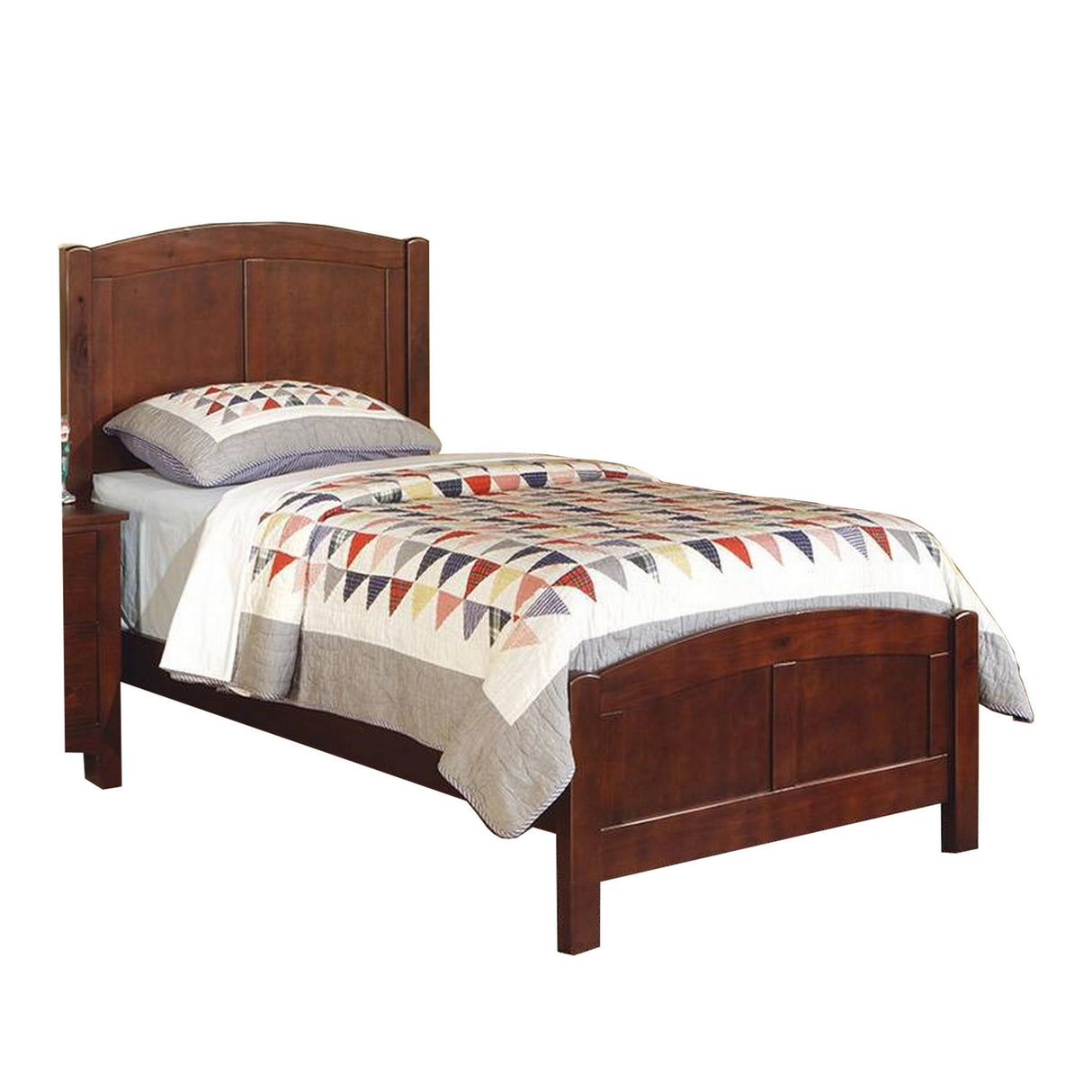 Arched Headboard and Footboard, Dark Cherry Brown Wood