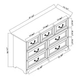 7 Drawers Dresser,47.2” Wide Wood Chest of Drawer,Retro Dresser with Metal Handle