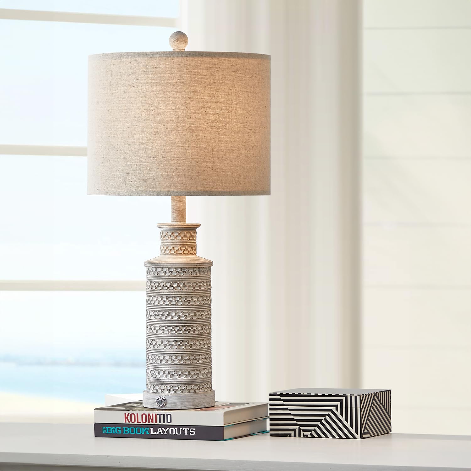 USB A+C 3-Way Dimmable Touch Control Table Lamp Set of 1 Vintage Rustic Farmhouse