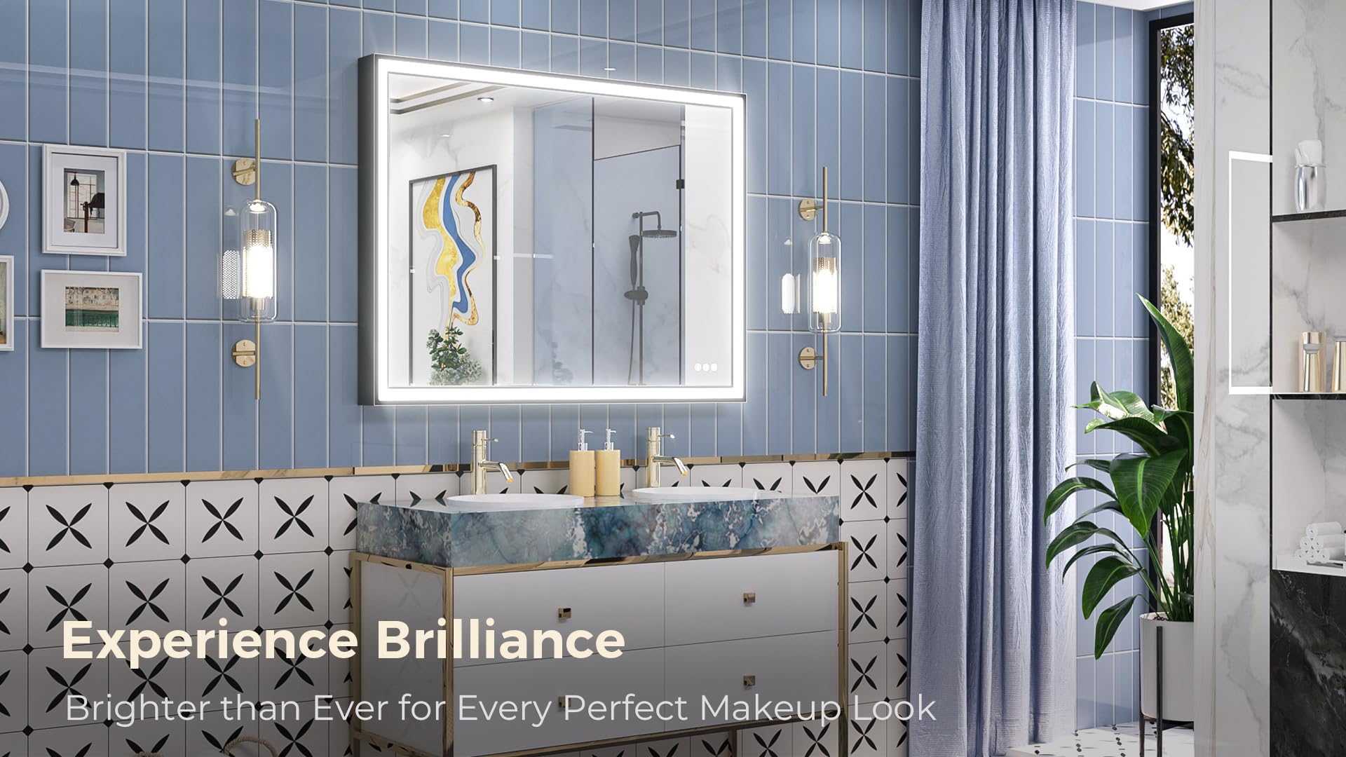 LED Bathroom Mirror  with Frontlit, 3X Ultra Brightness