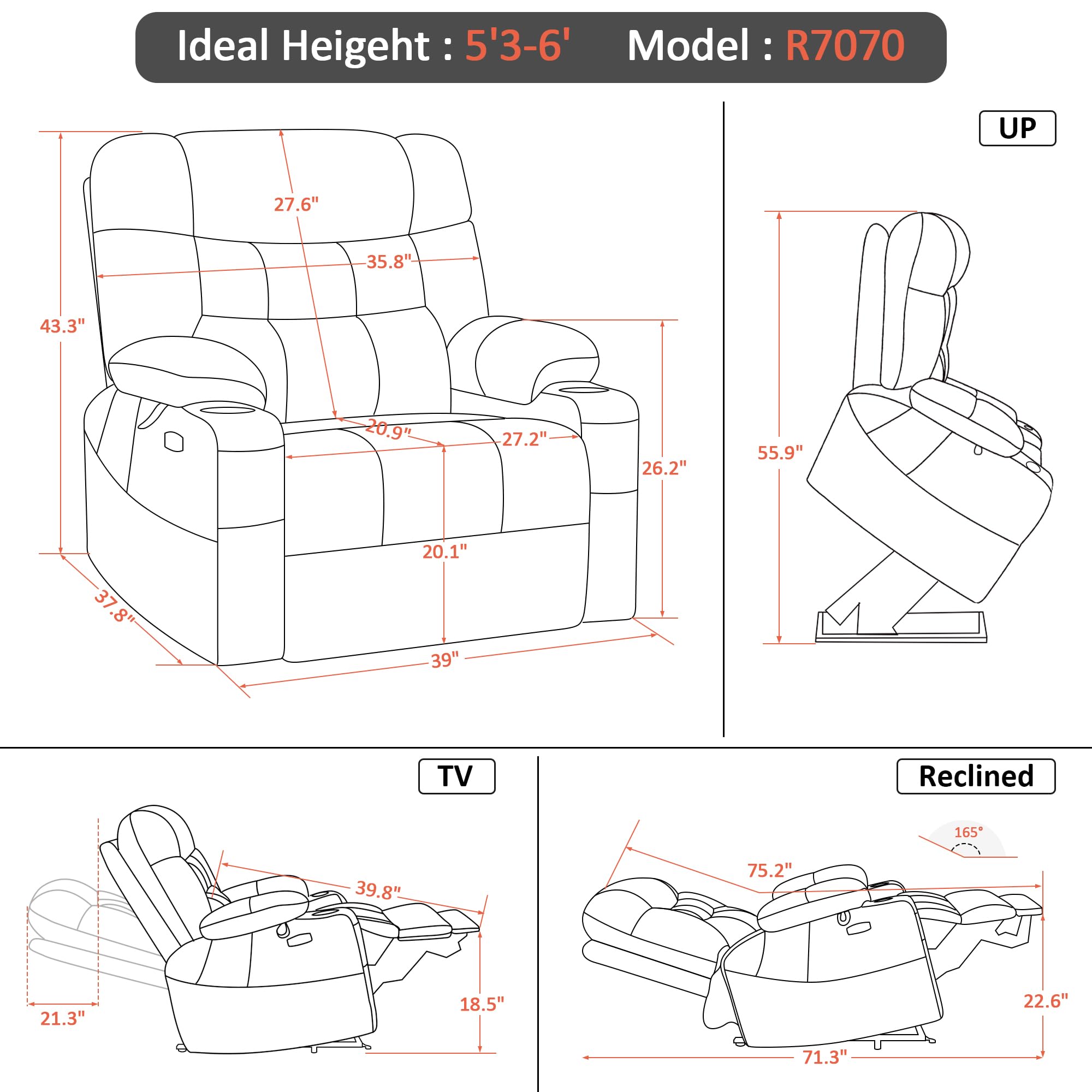 Dual Motor Power Lift Recliner Chair Sofa with Massage and Dual Heating for Elderly