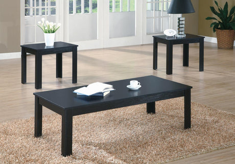 7840P Table, 3pcs Set, Coffee, End, Side, Accent, Living Room, Laminate, Black