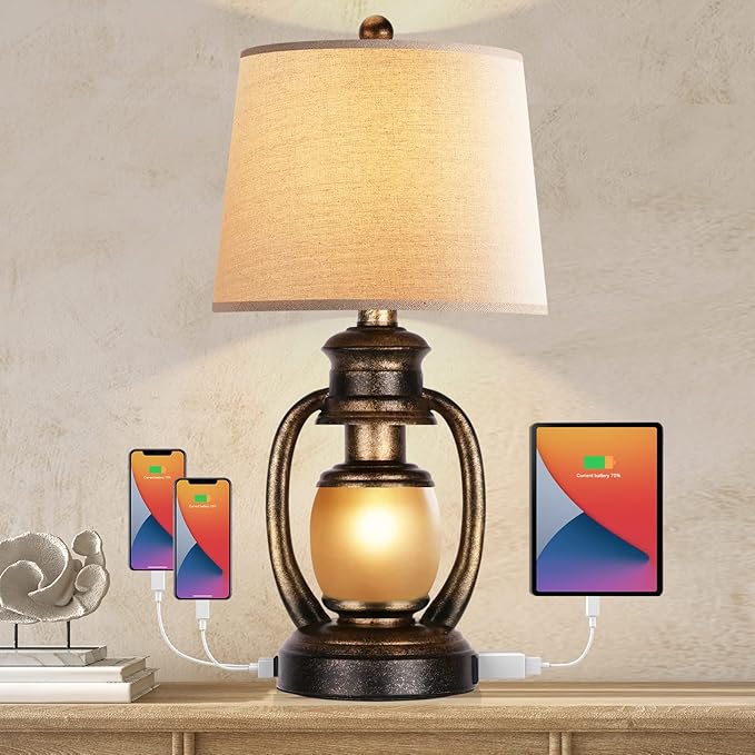 Set of 2 Rustic Living Room with 2 USB Port and Outlet