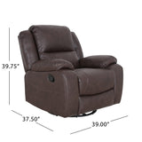 304566 Teresa Classic Tufted Leather Swivel Recliner, Dark Brown/Black