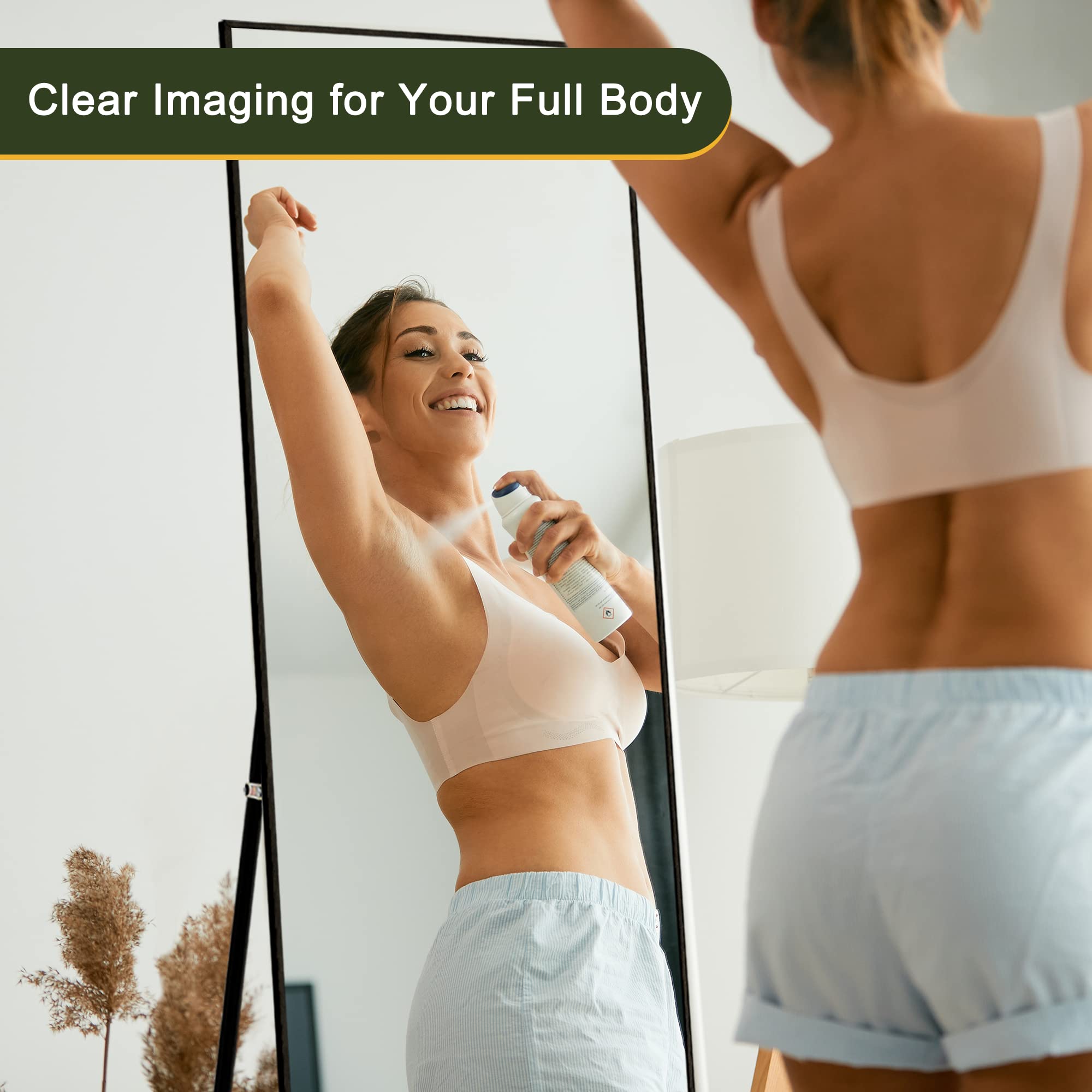 Full Length Mirror, 59x16 Inch Aluminum Alloy Frame Large Wall Mirror, Vanity Mirror