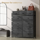 Dresser for Bedroom with 11 Drawer, Dressers & Chests of Drawers with Side Pockets,