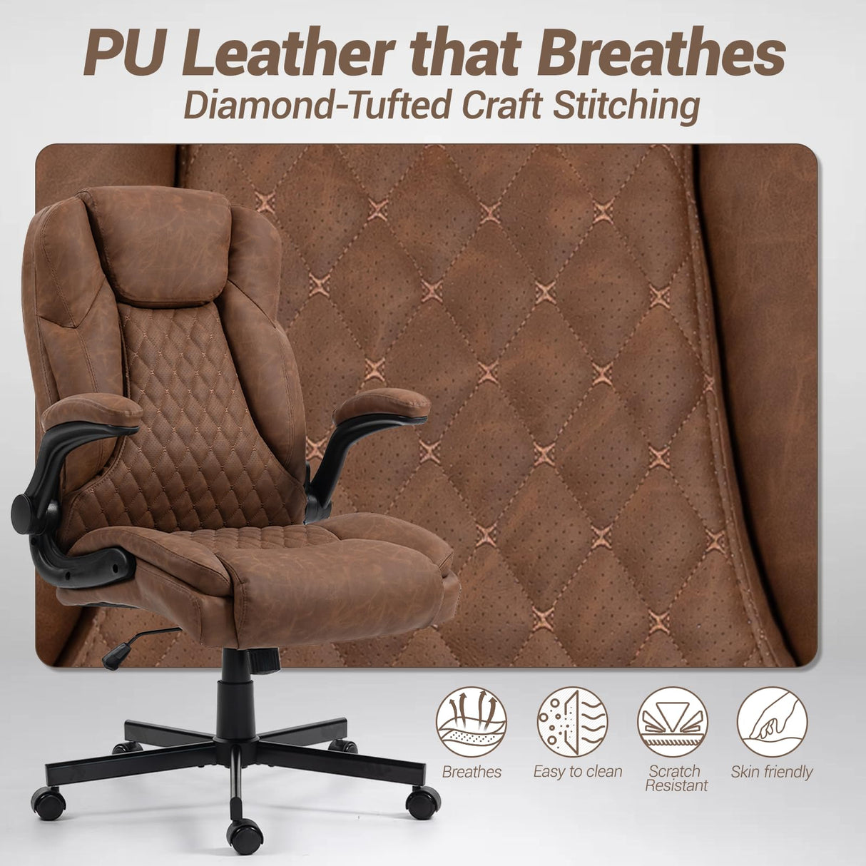 450 LBS Big and Tall Office Chair with Flip-Up Armrests