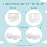 Edgewood 4-In-1 Convertible Mini Crib In White, JPMA Certified, Non-Toxic Finish,