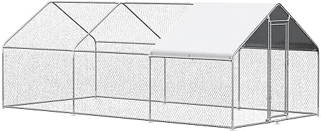 Large Chicken Coop Metal Chicken Runs Walk-in Chicken House Chicken Pen Kennel Poultry Cage