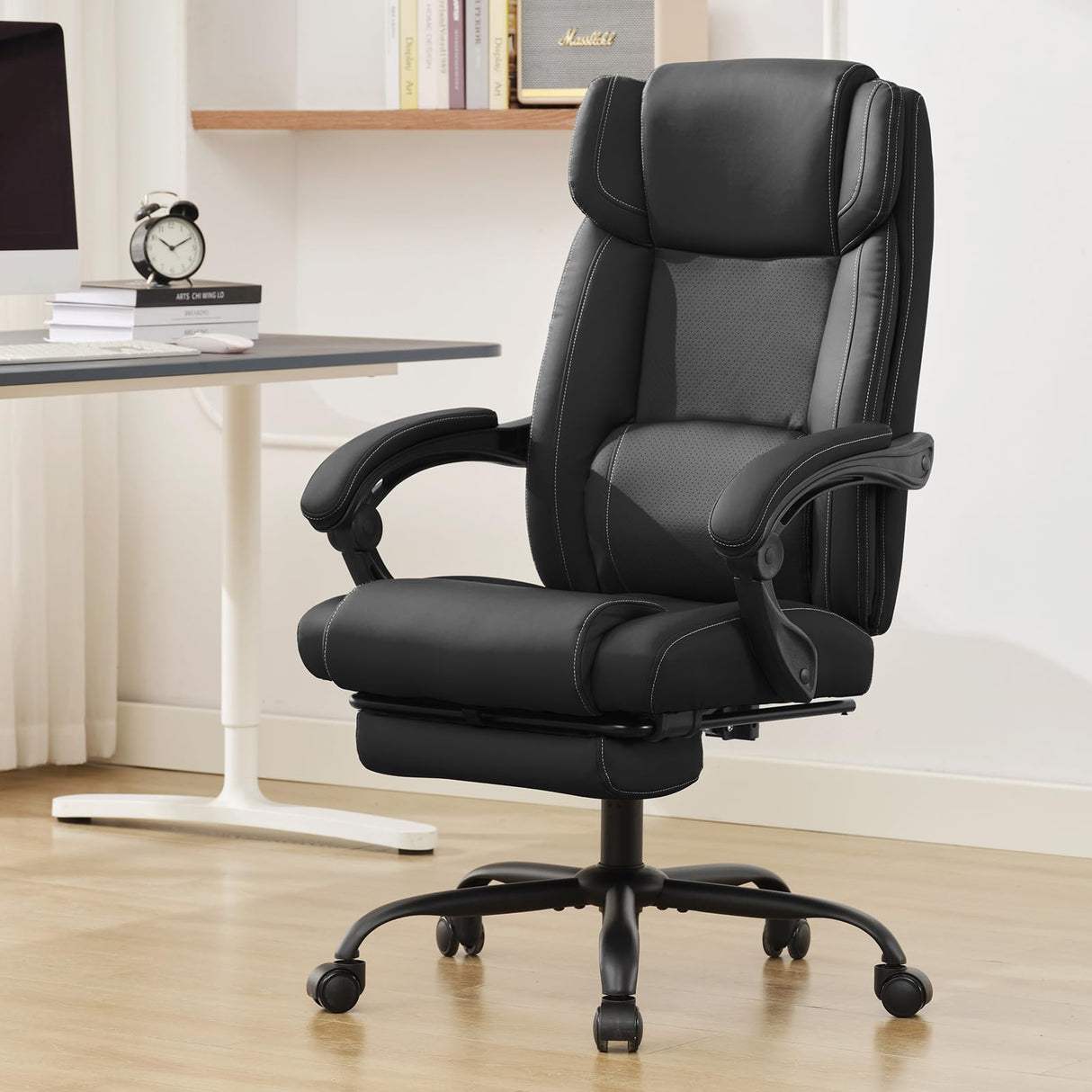 Executive Office Chair with Footrest,90-155°Adjustable Reclining Office Chair,