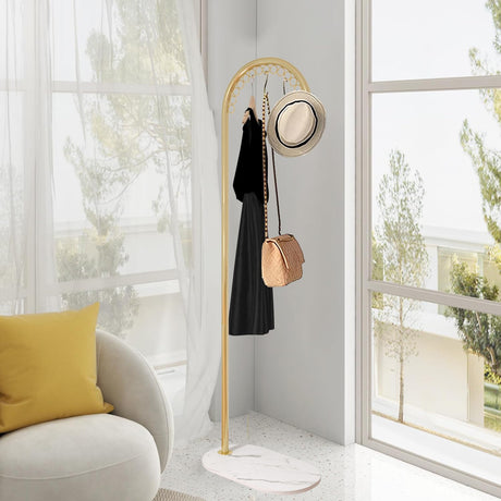 Gold Coat Rack, Clothing Rack Freestanding with Marble Base, Heavy Duty Garment Rack