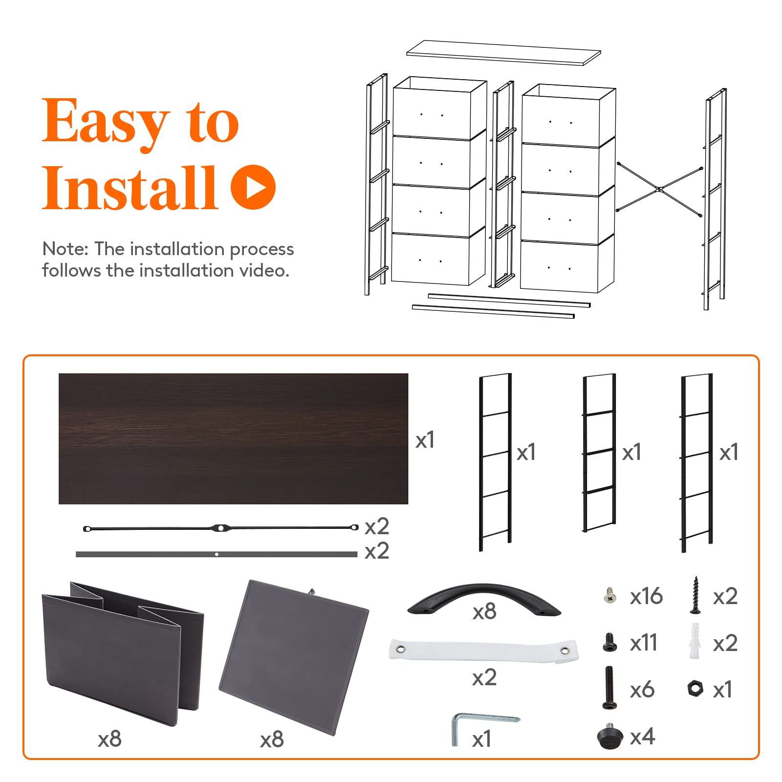 Dresser for Bedroom, Chest of Drawers with 8 Fabric Dressers