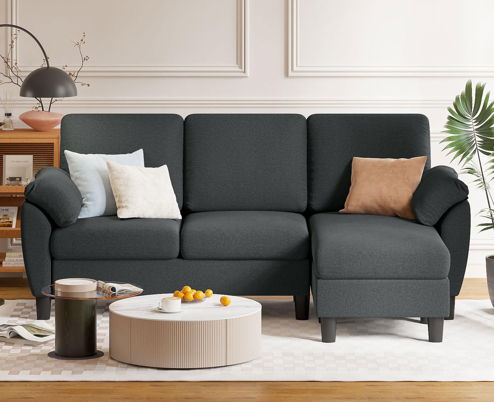 79" Convertible Sectional Sofa, Small L Shaped 3-Seat Couch