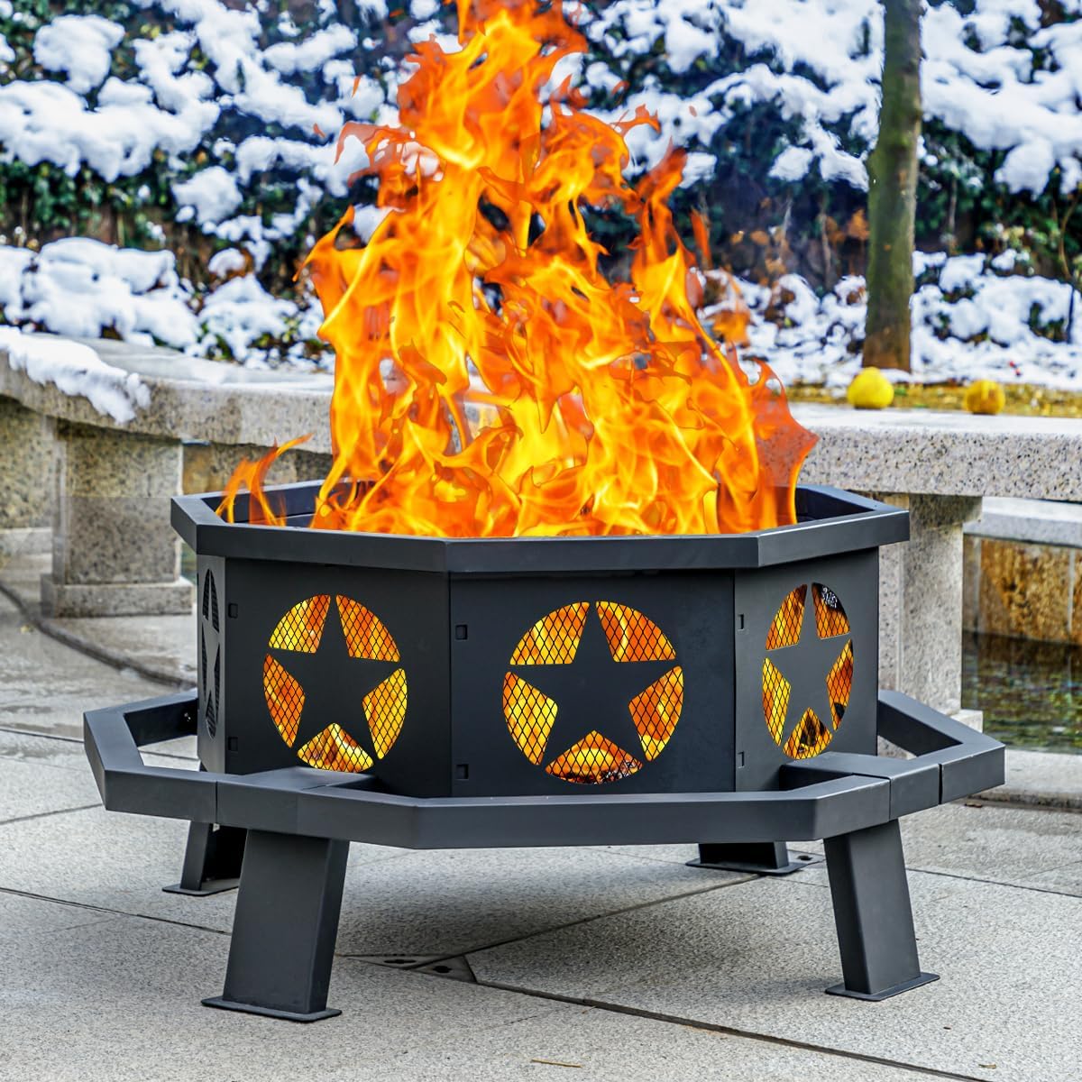 35 inch Fire Pit for Outside, Heavy Duty Wood Burning Fire Pits,Outdoor Fireplace