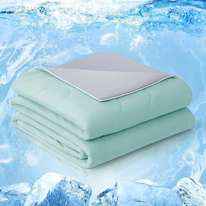 Cooling Comforter Queen, Cold Touch Fabric Absorbs Body Heat, Double-Sided Cool