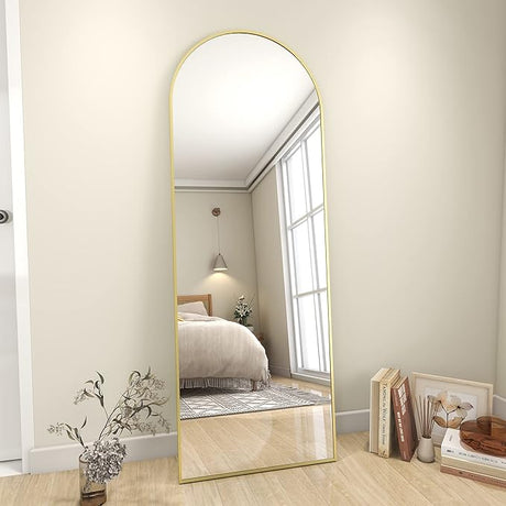 34"x76" Arched Full Length Mirror, Black Large Floor Mirror with Aluminum Alloy Frame Standing Hanging or Leaning Wall-Mounted Mirror