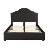 Gentry Queen-Size Bed Frame Fully-Upholstered Button-Tufted Black