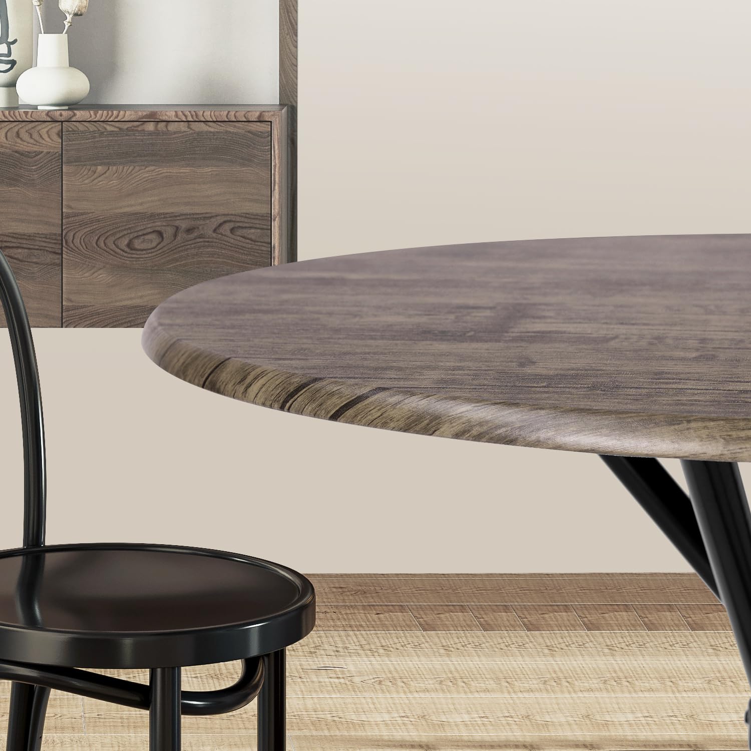 31.5" Round Dining Table for 2-4 People, Vintage Wood Kitchen Table with Unique I