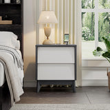 Nightstands Set of 2, Mid-Century End Side Table with Beveled Drawers & Charging Station