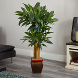 4.5ft. Cornstalk Dracaena Silk Plant with Vase (Real Touch)