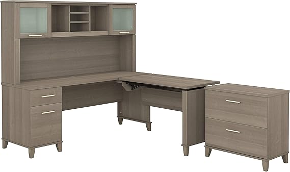 Somerset Sit-to-Stand L-Shaped Desk 72W Adjustable Workstation