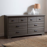 Versa Collection 6-Drawer Double Dresser, Gray Maple with Antique Handles