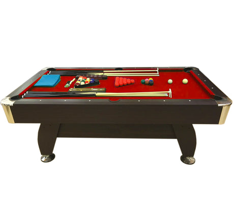 8' Feet Billiard Pool Table with Automatic Ball Return System on The Short Side Snooker Full Set Accessories Game