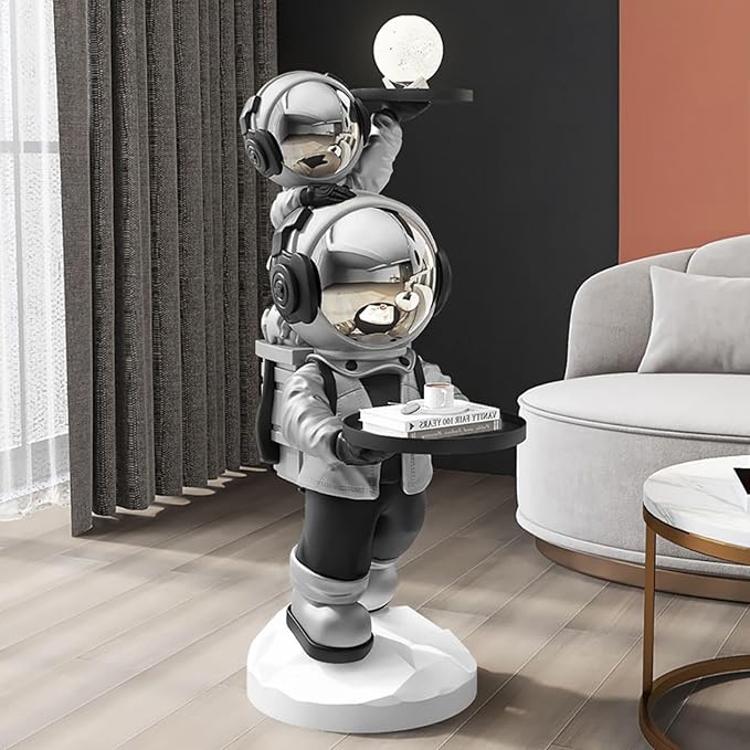 Modern Gold Astronaut Floor Sculpture, Spaceman Figurine Statue
