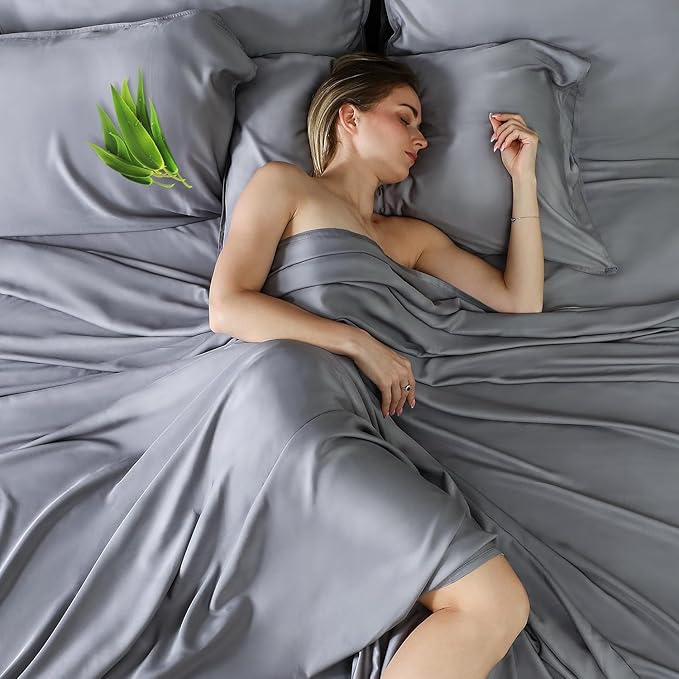 King Size Sheet Set 6 Pieces, Cooling Sheet for Summer Hot Sleepers, Silky Comfy
