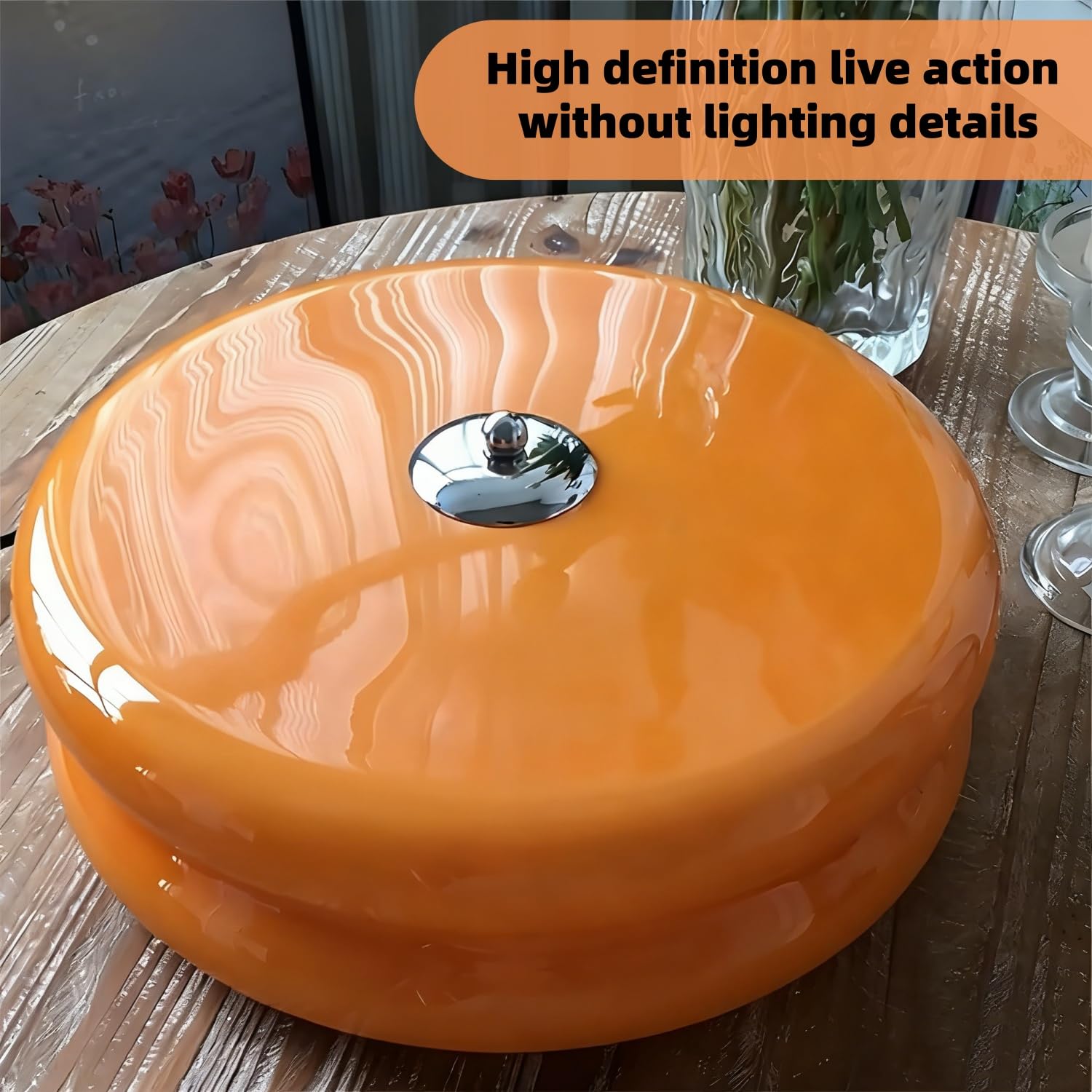 Nordic Orange Glass Flush Mount Ceiling Lamp - Modern LED Round Light Fixture