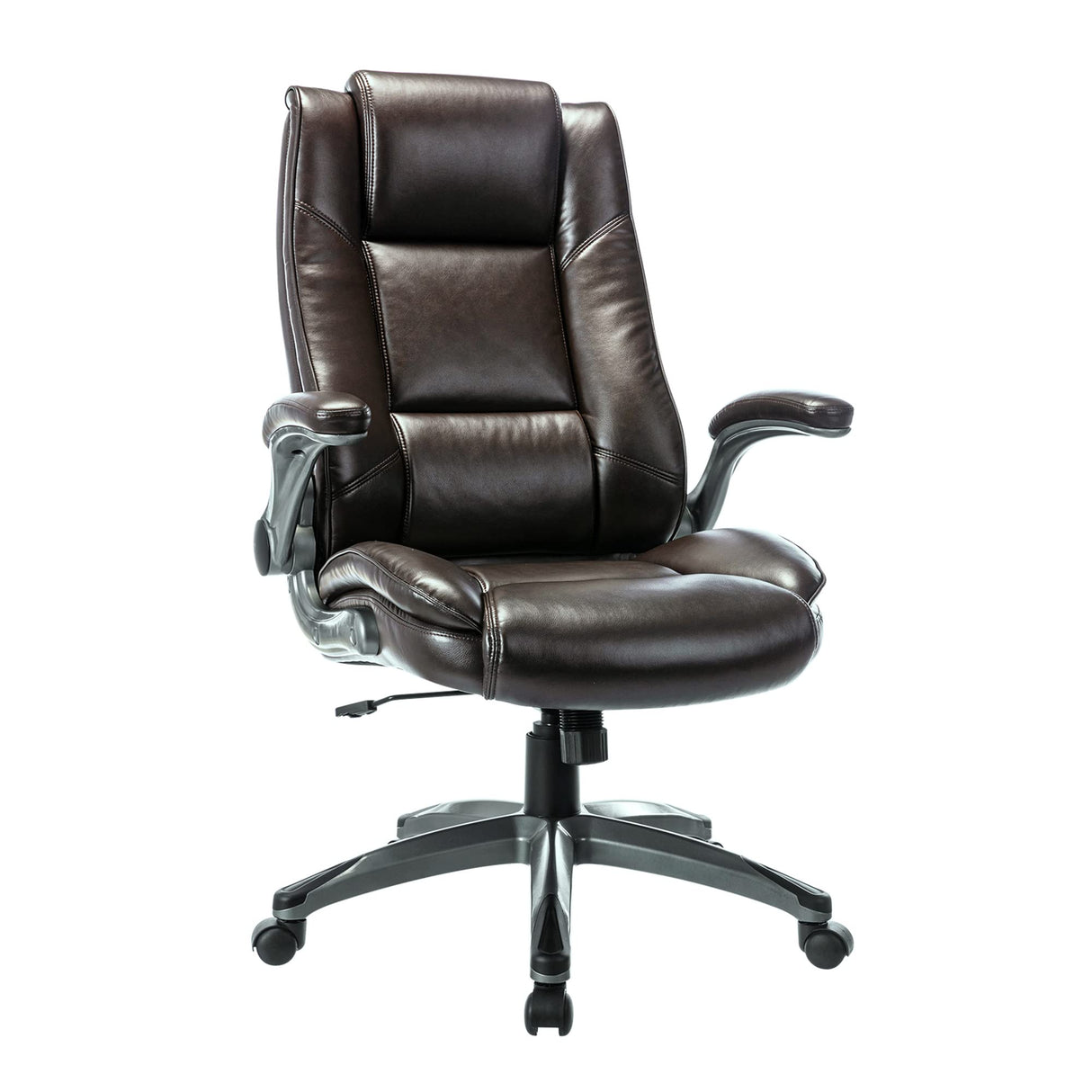 Office Chair High Back Leather Desk Chair, Flip-up Arms Adjustable Swivel Executive