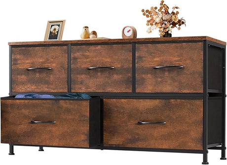 Dresser for Bedroom, Drawer Dresser Organizer Storage with 5 Drawers Short Dresser,