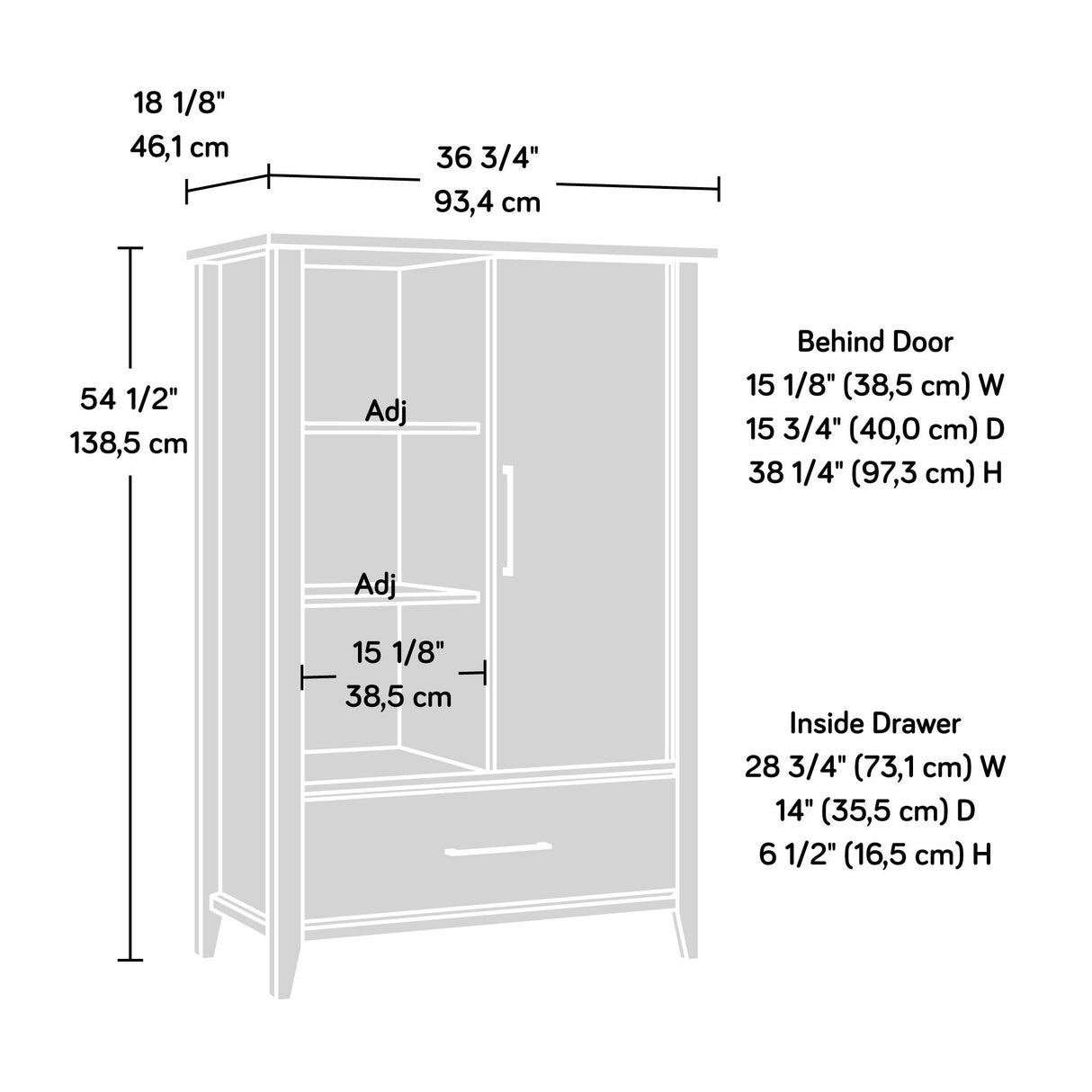 Sauder 425011 Summit Station Armoire, Laurel Oak Finish