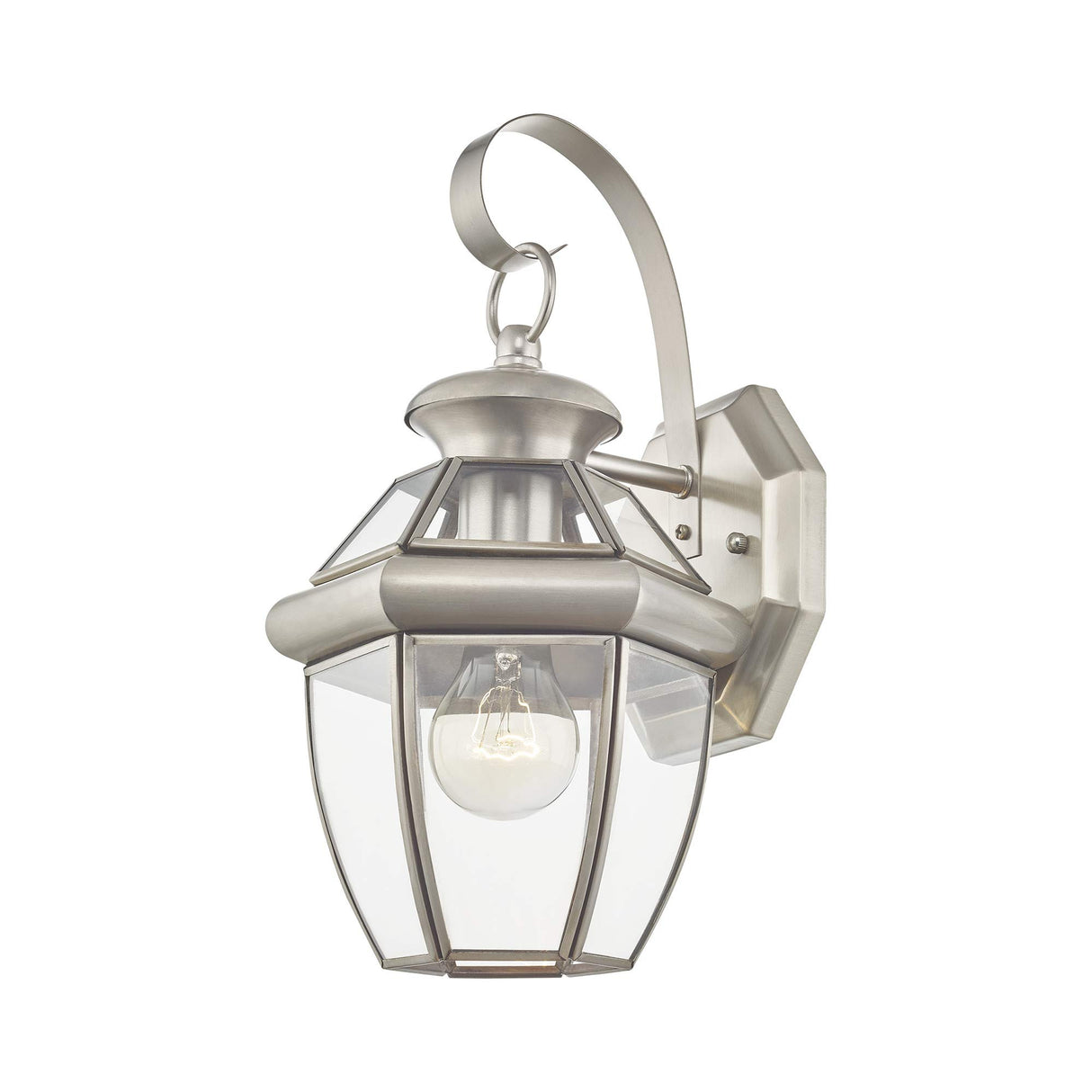 2051-91 Monterey 1 Light Outdoor Brushed Nickel Finish Solid Brass Wall Lantern