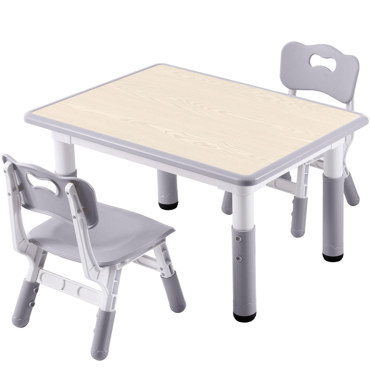 Study Table and Chairs Set, Height Adjustable Toddler Table and Chair Set for Kids Ages