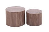 Nesting Coffee Table Set of 2,Modern Round Wooden Coffee Tables