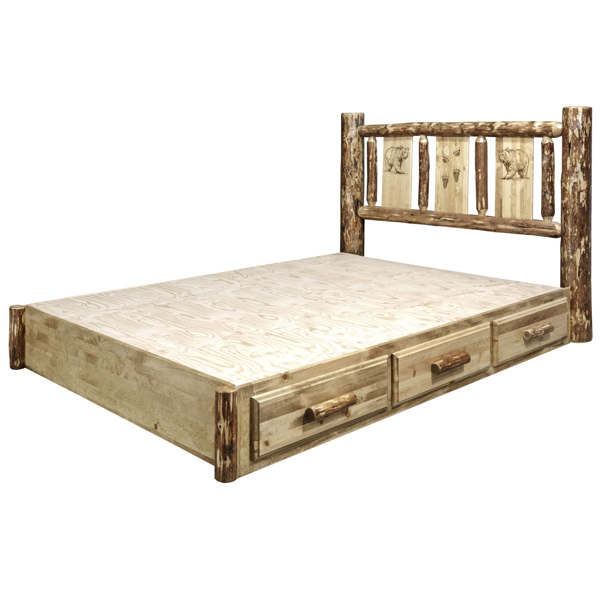 Glacier Country Collection King Bed Platform, (U.S. Standard), Stain & Clear Lacquer Finish