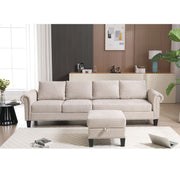 Oueeedd 4-Seater Convertible L-Shaped Sectional Sofa with Storage Ottoman