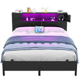 Queen Size Bed Frame with Storage Headboard
