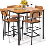 5-Piece Dining Table Set W/Counter Height Table & 4 Bar Stools,