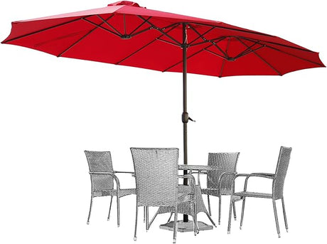 15x9ft Double-Sided Patio Umbrella Outdoor Market Umbrella Large Umbrella