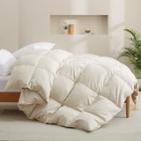White Feather Down Comforter Duvet Insert All Warmth Levels Cream Medium