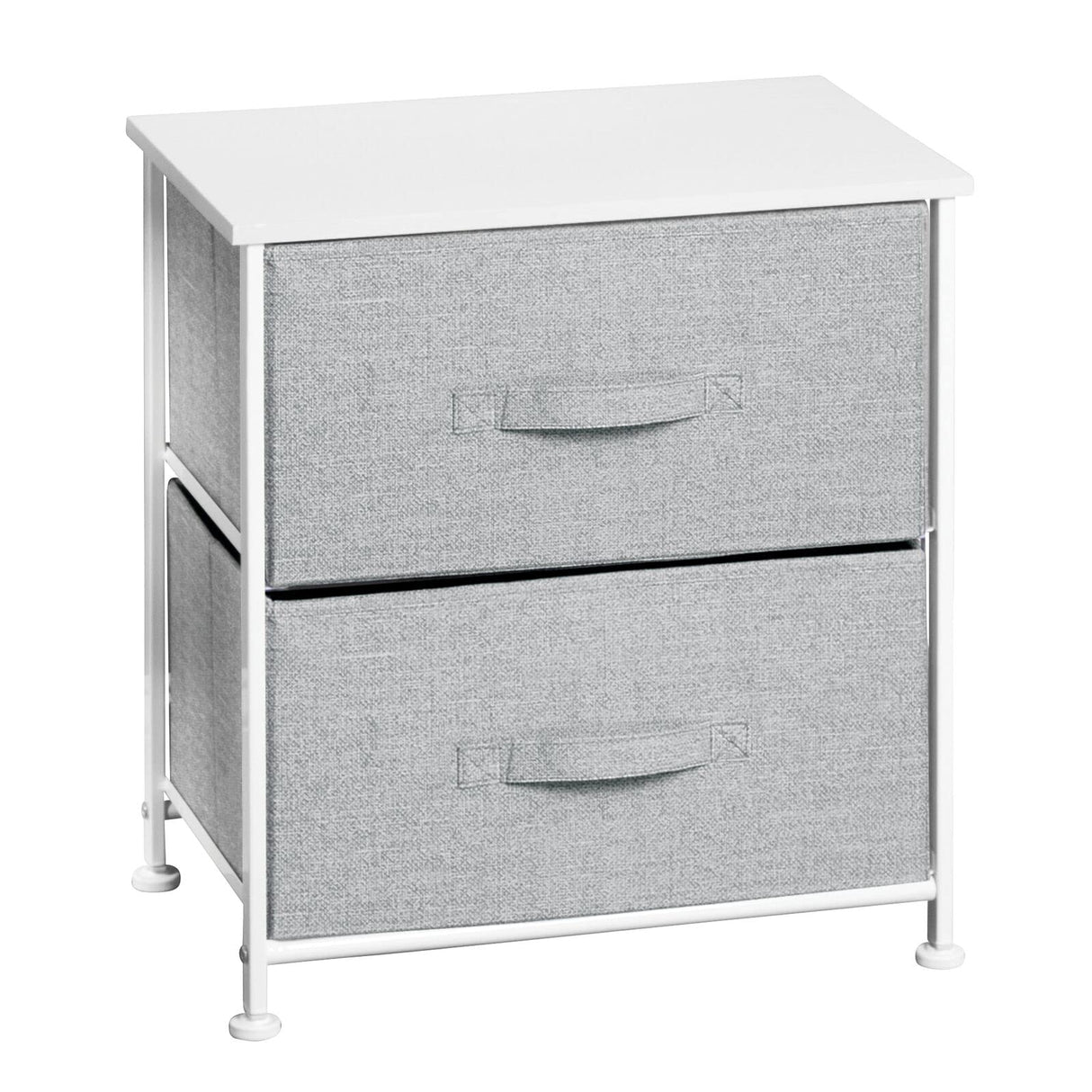 Small Storage Dresser End/Side Table Night Stand with 2 Removable Fabric Drawers - Organizer for Bedroom, Living Room, Closet - Hold Clothes, Linens, Accessories, Lido Collection, Gray/White