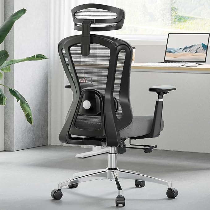 Ergonomic Office Chair with Footrest, Mesh Office Desk Chair with Headrest