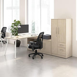 L Shaped Desk 72 inch with Credenza and Tall Storage Cabinet with Doors and Shelves