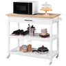 Kitchen Island Cart on Wheels, 3 Tiers Rolling Utility Cart with Solid Wood