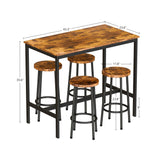 Bar Height Table and Chairs Bar Table with 4 Stools Industrial Counter Height Dining