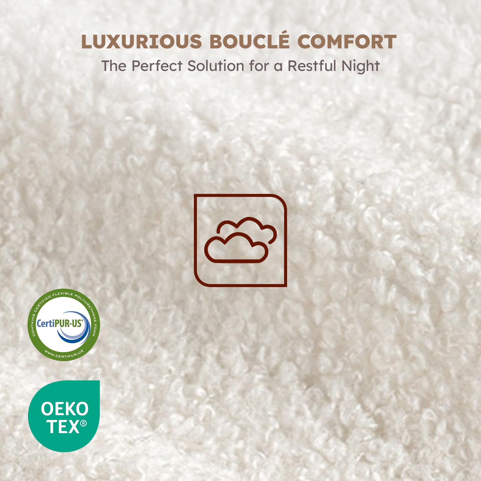 Queen Cloud Bed Frame with Adjustable Headboard - Boucle Upholstered Platform