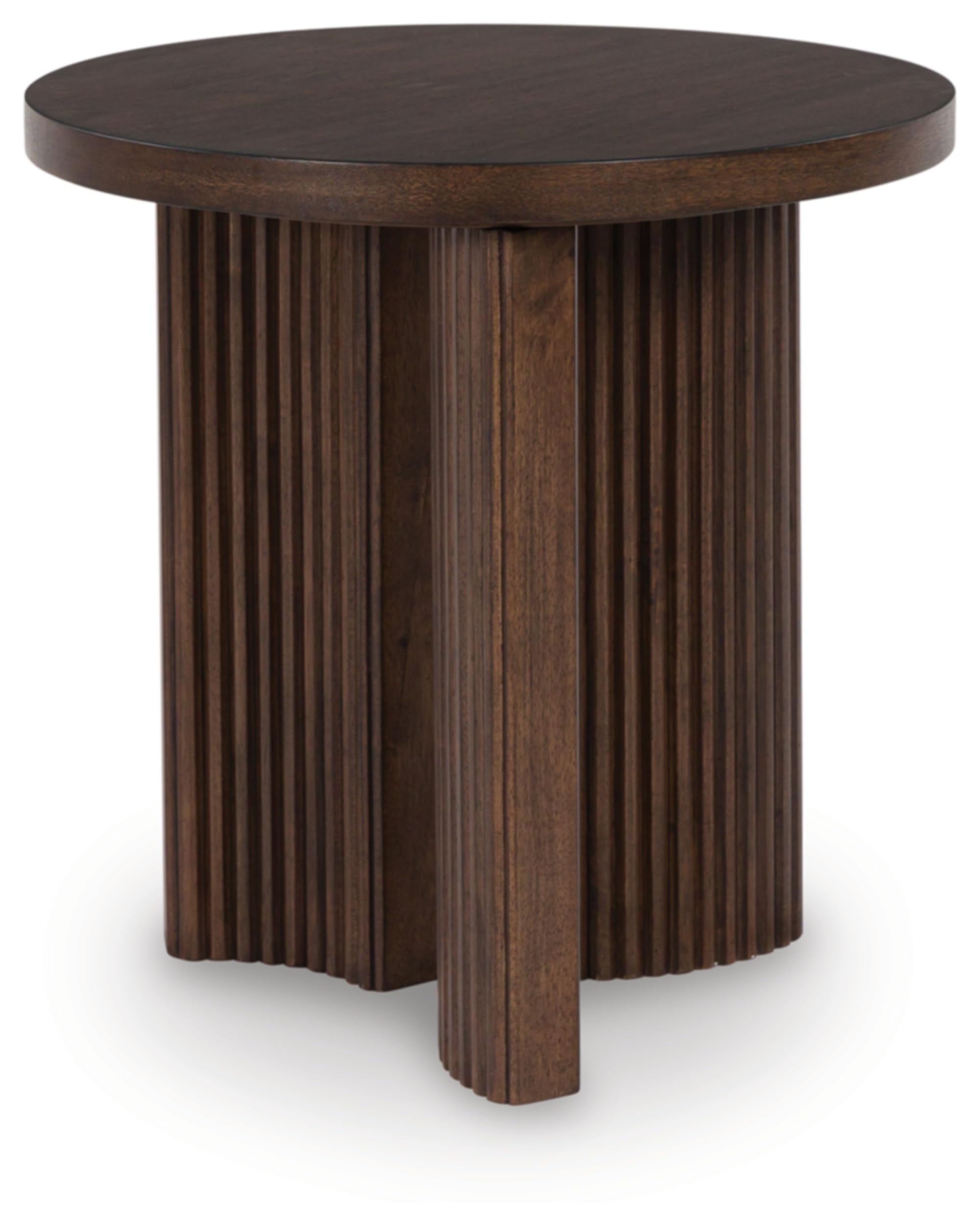 Korestone Contemporary End Table with Curved Legs, Dark Brown